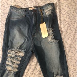 Blue Distressed Denim Jeans